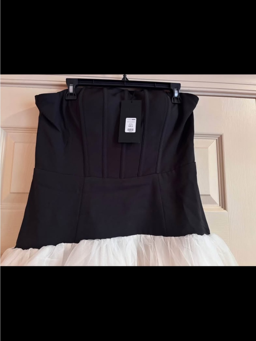 Fashion Nova Black Strapless Bodice with White Tulle Skirt Dress - Picture 2 of 9